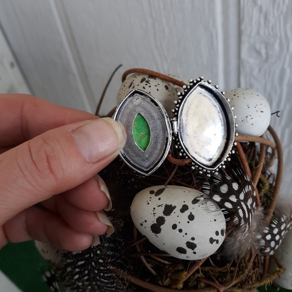 New Green Turquoise 925 Silver Poison Ring. - Picture 6 of 8